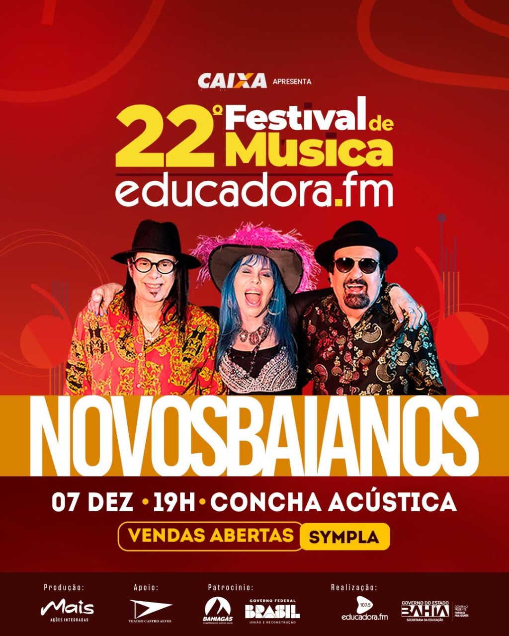 Ingressos à venda para os Novos Baianos no Festival de Música da Educadora&nbsp;FM